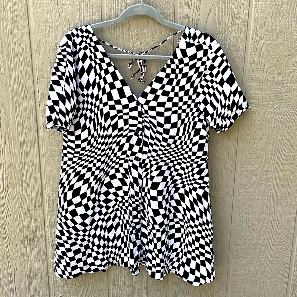 Motel Black & White Checkerboard Mini Dress. Size XS.